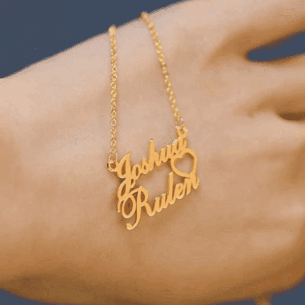 PERSONALIZED DOUBLE NAMES NECKLACE WITH HEART - Image 2